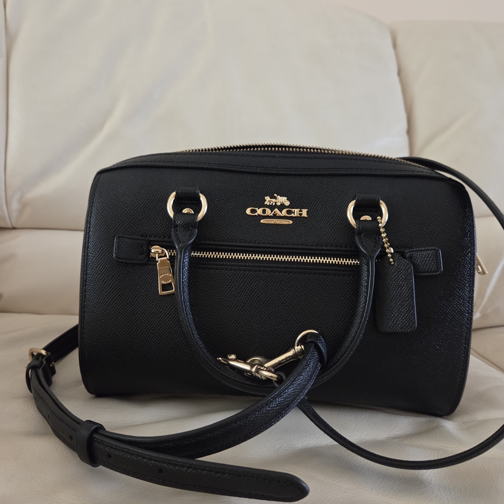 Coach Midnight Rowen Satchel with Gold Hardware